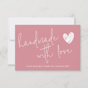 Handmade with Love Pink Thank You Jewellery Care Card