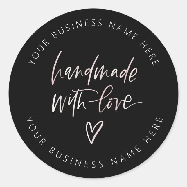 Handmade With Love Product Label Business Sticker (Front)