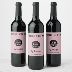 Handmade With Love Professional Customisable Pink Wine Label
