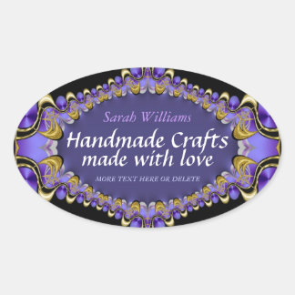 Handmade with Love Purple Gold Label Sticker
