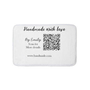 Handmade with love Q R code small business website Bath Mat