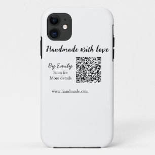 Handmade with love Q R code small business website iPhone 11 Case