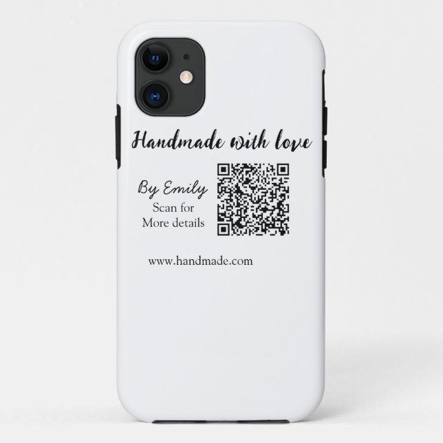Handmade with love Q R code small business website Case-Mate iPhone Case (Back)