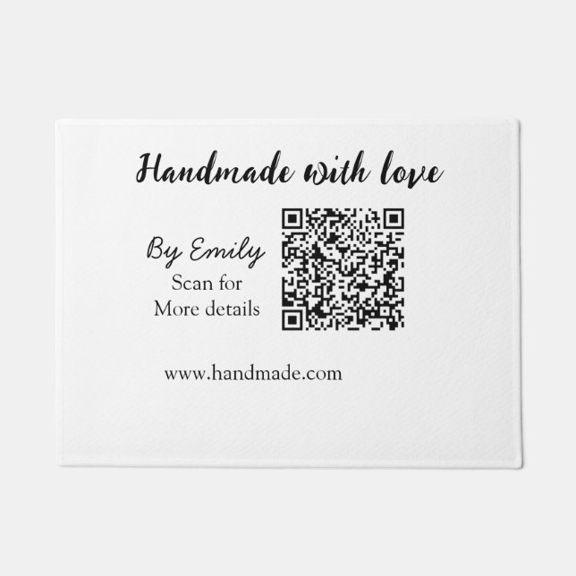 Handmade with love Q R code small business website Doormat (Front)