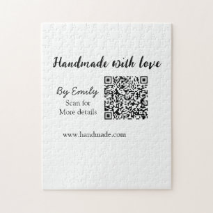 Handmade with love Q R code small business website Jigsaw Puzzle