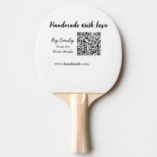 Handmade with love Q R code small business website Ping Pong Paddle