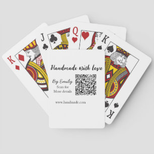 Handmade with love Q R code small business website Playing Cards