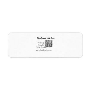 Handmade with love Q R code small business website Return Address Label