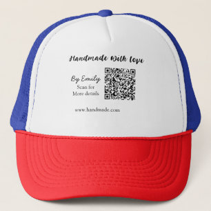 Handmade with love Q R code small business website Trucker Hat