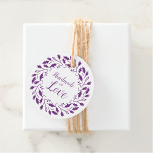Handmade with Love Quote Design in Purple Favour Tags