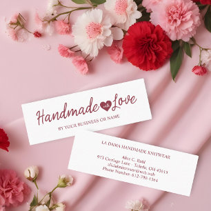 Handmade with Love Quote for Artisans Items in Red Mini Business Card