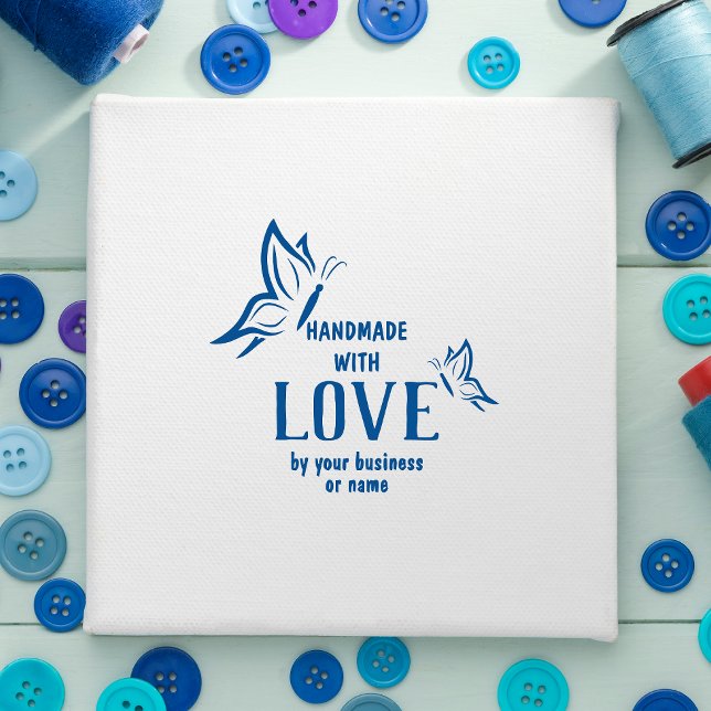 Handmade with Love Quote with Butterflies Rubber Stamp (Creator Uploaded)