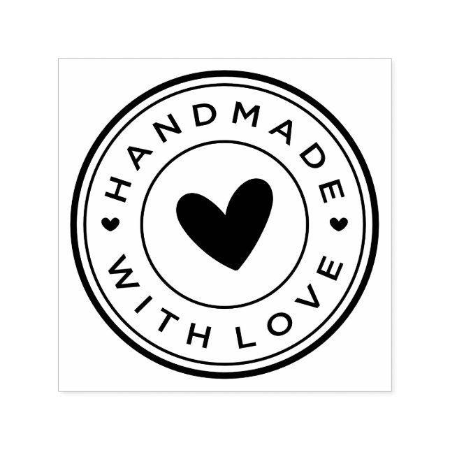 Handmade With Love Round Icon Self-inking Stamp (Design)