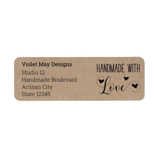 Handmade with Love Rustic Kraft Return Address Label (Front)