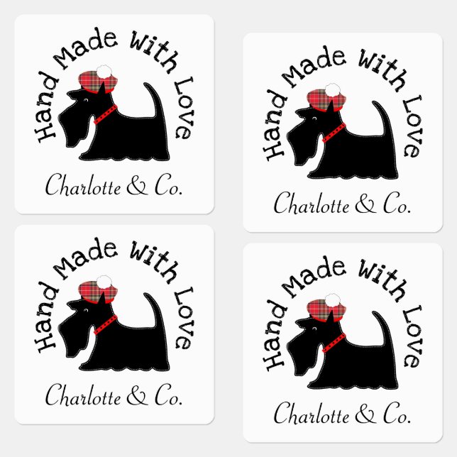 Handmade With Love Scottie Dog Cute Personalised (Group)