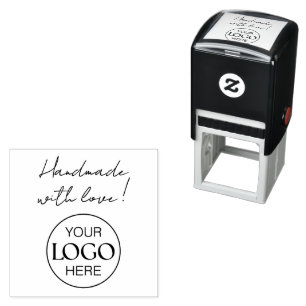 Handmade With Love Script  Business Logo Self-inking Stamp