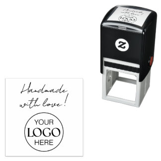 Handmade With Love Script  Business Logo Self-inking Stamp
