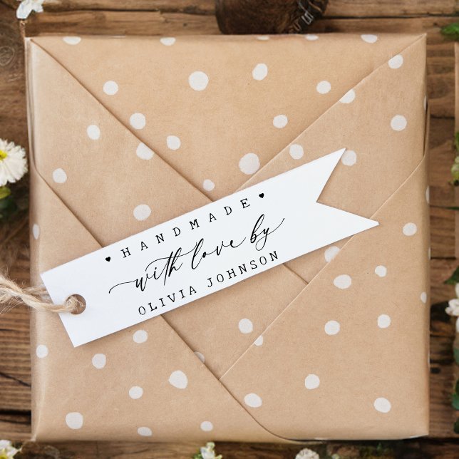 Handmade with Love Script Heart Personalised  Self-inking Stamp (Creator Uploaded)