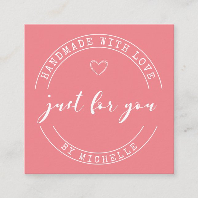 Handmade With Love Script Thank You Card (Front)