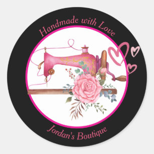 Handmade with Love Sewing Machine Classic Round Sticker