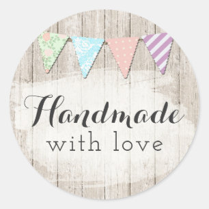 Handmade With Love Shabby Chic Rustic Bunting Classic Round Sticker