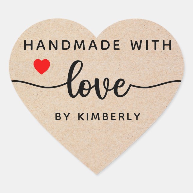 Handmade with Love Simple Heart Sticker (Front)
