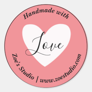 Handmade with Love, Simple Small Business Classic Classic Round Sticker