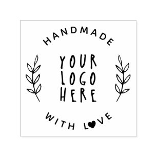 Handmade With Love   Small Business Branding Logo Self-inking Stamp