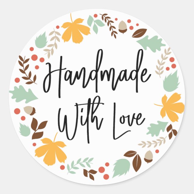 Handmade with Love Small Business Stickers (Front)