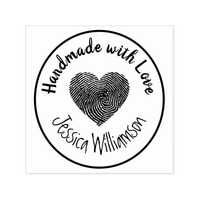 Handmade with Love Stamp Heart Name Personalised (Design)