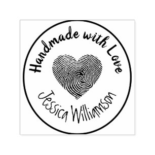 Handmade with Love Stamp Heart Name Personalised