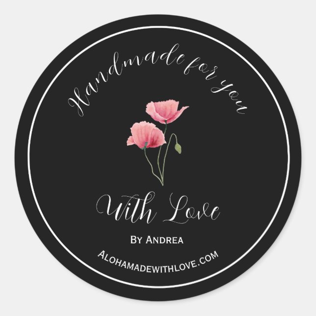 Handmade with love sticker for custom goods (Front)
