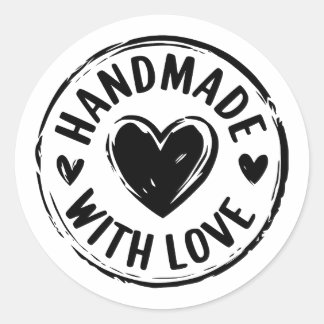 Handmade With Love Sticker with Heart Design