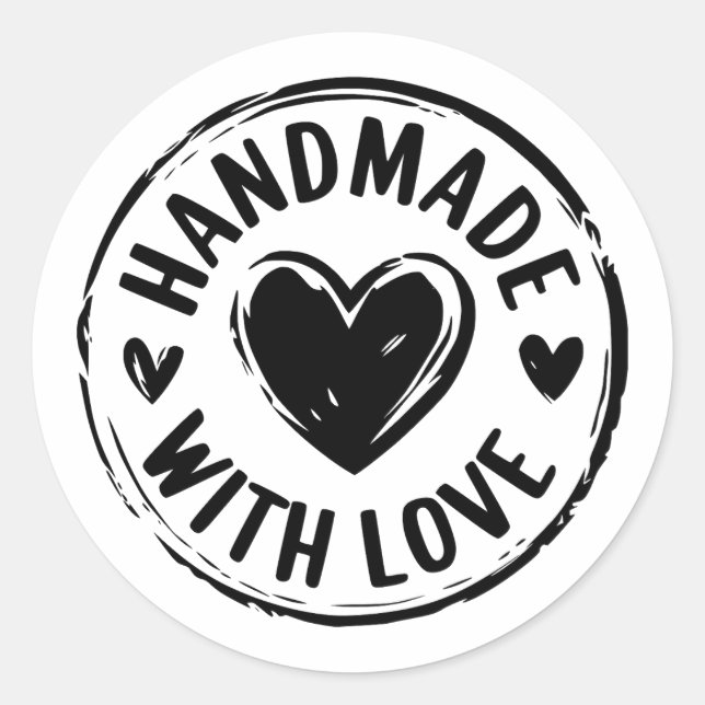 Handmade With Love Sticker with Heart Design (Front)