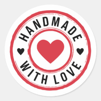 Handmade With Love Sticker with Hearts