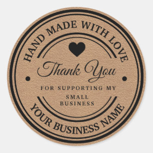 handmade with love   thank you  classic round stic sticker