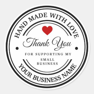 handmade with love   thank you  classic round sticker