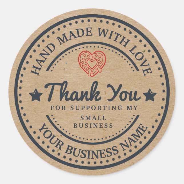 Handmade with love | thank you | doughnut heart classic round sticker (Front)