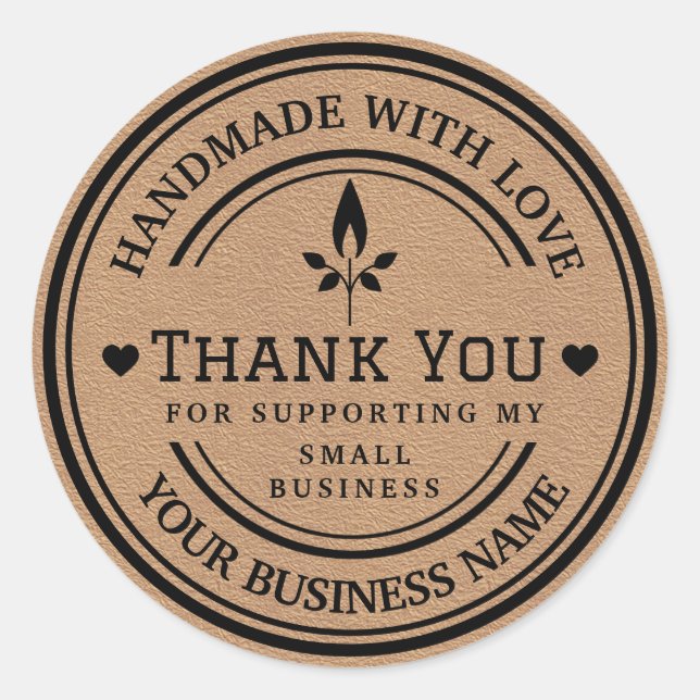 handmade with love | Thank You Flame Classic Round Sticker (Front)