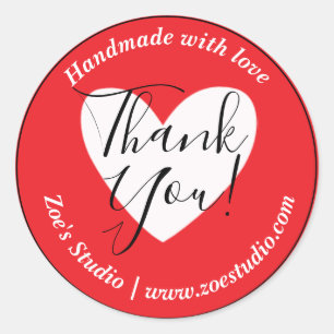 Handmade with Love, Thank You! Small Business Classic Round Sticker