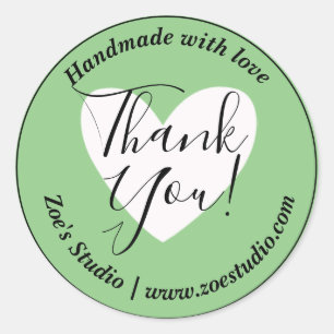 Handmade with Love, Thank You! Small Business Classic Round Sticker