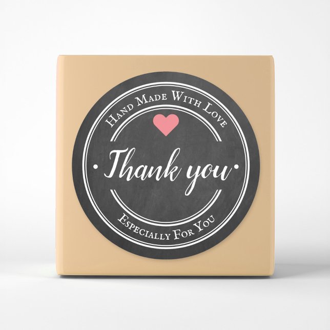 Handmade With Love Trendy Chalkboard Business Classic Round Sticker (Creator Uploaded)