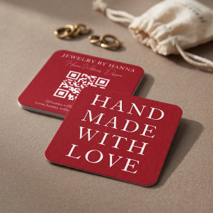 Handmade with Love Typography Design Square Business Card