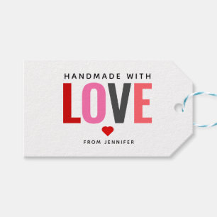 Handmade With Love Valentines Day Red Heart Name Gift Tags