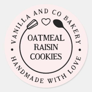 Handmade With Love Whisk Spoon Bakery Business Classic Round Sticker