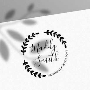 Handmade With Love Wreath Custom Personalised Name Self-inking Stamp
