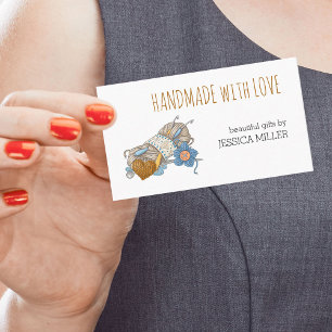 Handmade with Love Yarn Craft White Business Card