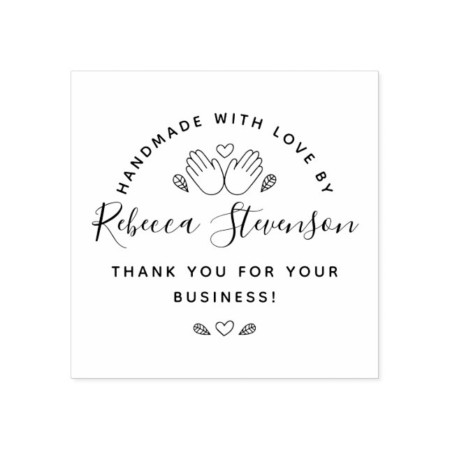 Handmade With Love | Your Name & Thank You Message Rubber Stamp (Imprint)