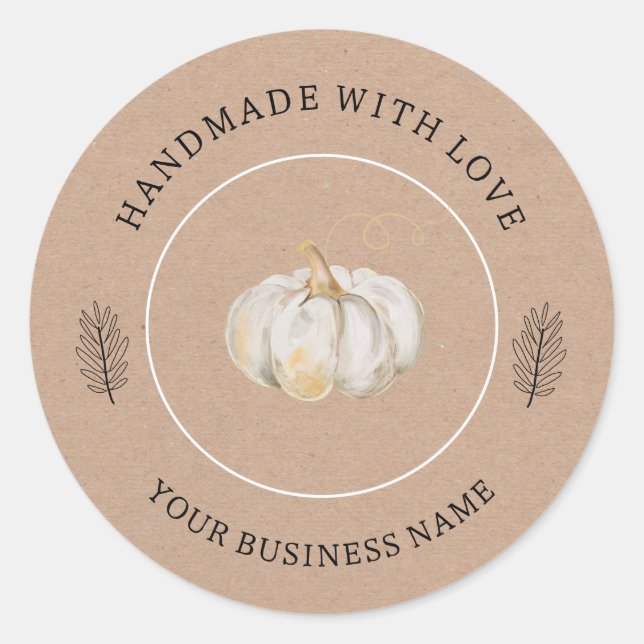 Handmade With Lover Pumpkin Classic Round Sticker (Front)