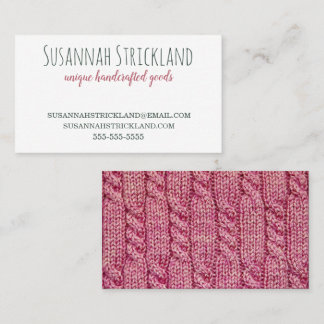 Handmade with Pink Knit Back Business Card